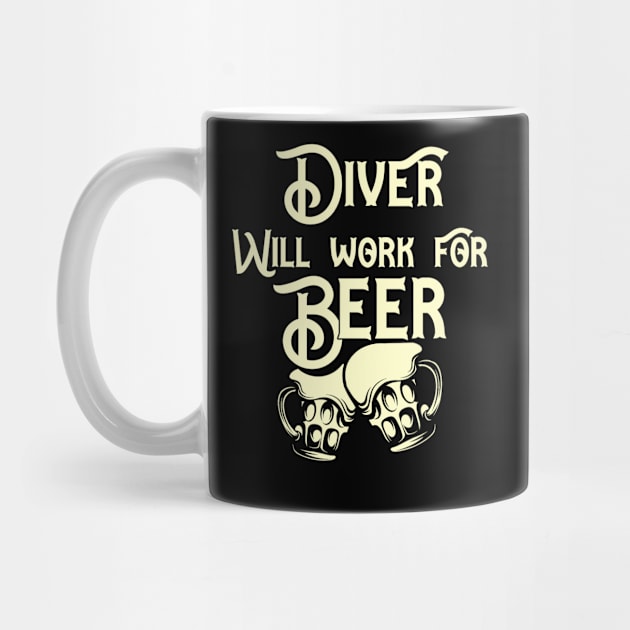 Diver will work for beer design. Perfect present for mom dad friend him or her by SerenityByAlex